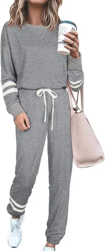 Vista 115 de Prettygarden - Conjunto de pijama de dos piezas para mujer, diseño de teñido anudado, sudadera informal de manga larga con pantalones largos, ropa