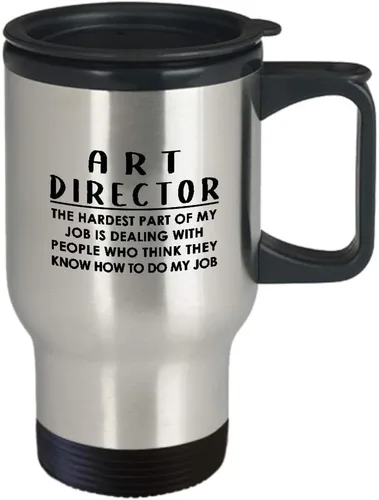 Vista 2 de Gifts for Art Director Travel Mug Insulated Coffee Tumbler - Artist Dept Creative Department Team Design Advertising Office Funny Cute Gag