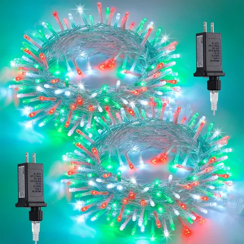 Vista 38 de JMEXSUSS - Tira de 100 luces led para interiores, 8 modos, enchufables, parpadeantes, 33 pies, luces navideñas para exteriores, a prueba de agua