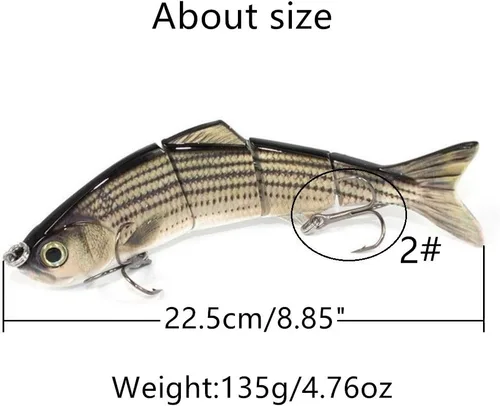 Vista 3 de Señuelos de pesca de 4 segmentos con ganchos BKK para pesca, fácil de atrapar