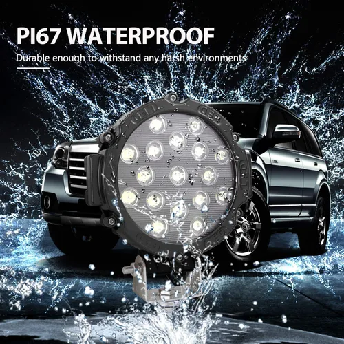 Vista 6 de Willpower 2 piezas 7 pulgadas 51 W negro punto haz redondo LED trabajo barra de luz DC 9-30 V para camión coche ATV SUV 4X4 Jeep camión lámpara