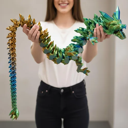 Vista 11 de Juguetes para ansiedad de dragón de cristal con estampado 3D súper grande de 48.82 pulgadas, figuras de animales extra largas y grandes, decoración