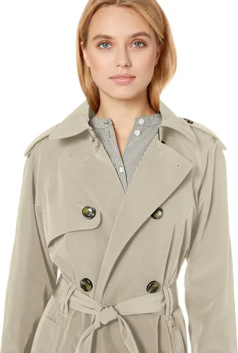 Vista 3 de London Fog Gabardina de doble botonadura de 34 para mujer con cinturón