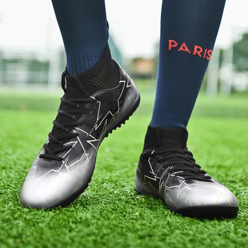 Vista 5 de Tacos de fútbol para mujer, ligeros, transpirables, para exteriores, interiores, firmes, atléticos, de caña alta, AG TF Spike