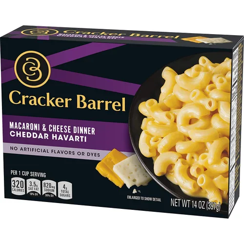 Vista 5 de Macarrones y queso de Cracker Barrel en 3 paquetes variados – Cheddar agudo, Cheddar Havarti y Sharp White Cheddar Flavor, una cena instantánea