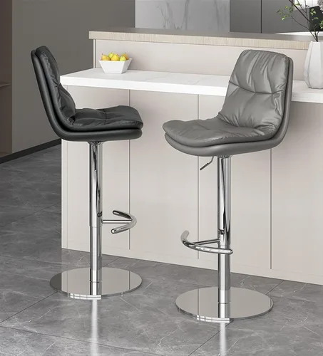 Vista 6 de Taburetes de bar giratorios de altura ajustable, juego de 4 taburetes de barra de altura para cocina, isla de cocina, cuero de napa resistente