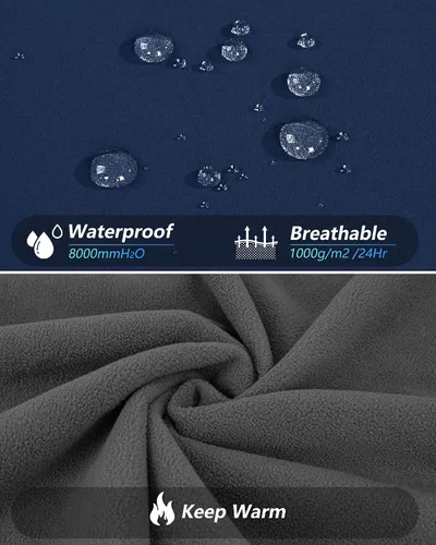 Vista 5 de 33,000ft Chaqueta de Lluvia Impermeable para Mujer de Softshell Largo con Capucha y Forro de Forro Polar, Cortavientos