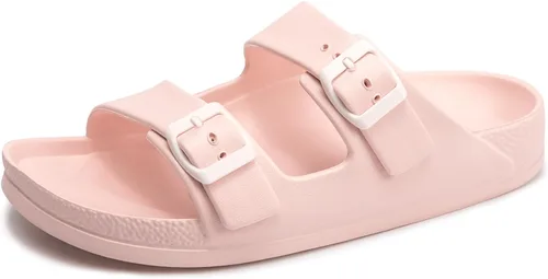 Vista 65 de FUNKYMONKEY - Sandalias bajas cómodas para mujer, hechas de etilvinilacetato, ajustables con hebilla doble