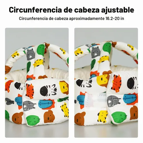 Vista 2 de Protector de cabeza de bebé, casco de bebé para gatear, caminar, sin golpes, cabeza de seguridad, gorra protectora ajustable para caminar, jugar