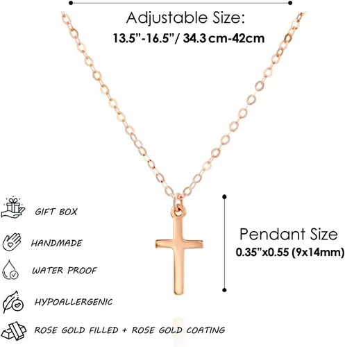 Vista 21 de Collar de cruz de oro para mujer, collares con colgante de cruz minimalista, longitud de 16 a 18 pulgadas, joyería cristiana hecha a mano, regalo