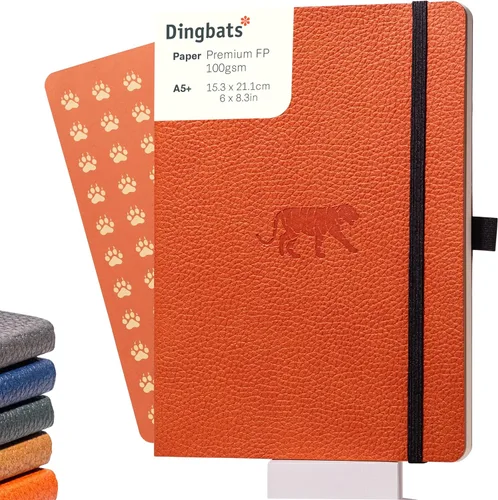 Vista 23 de Dingbats* Cuaderno de Escritura con Líneas de Vida Silvestre A5 - Tapa Dura de Cuero Vegano - Ideal para Trabajo, Viajes - Bolsillo, Cierre Elástico