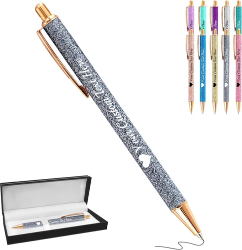 Vista 101 de Bolígrafos de purpurina personalizados con nombre impreso, bolígrafo personalizado con barril de metal, retráctil, bonito y elegante, regalos