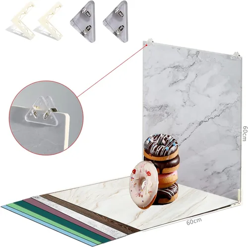 Vista 5 de Tablero grande de fondo de fotos de 24 x 24 pulgadas: 9 piezas de 18 patrones de fondos de fotografía de productos para joyería de alimentos, kit