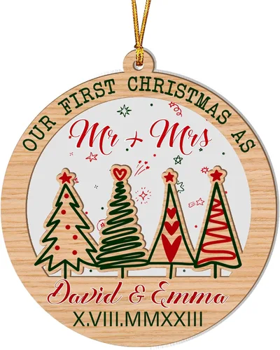 Vista 10 de V VIBEPY Impreso en todas partes, sin vidrio real, adornos personalizados para parejas, adornos de Navidad, adornos de 3.5 pulgadas, adornos de 2