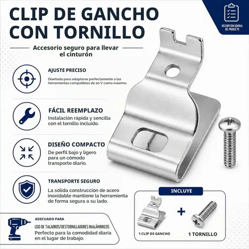 Vista 7 de Paquete de 2 clips para cinturón DEWALT N268241 N086039 con 2 PIEZAS