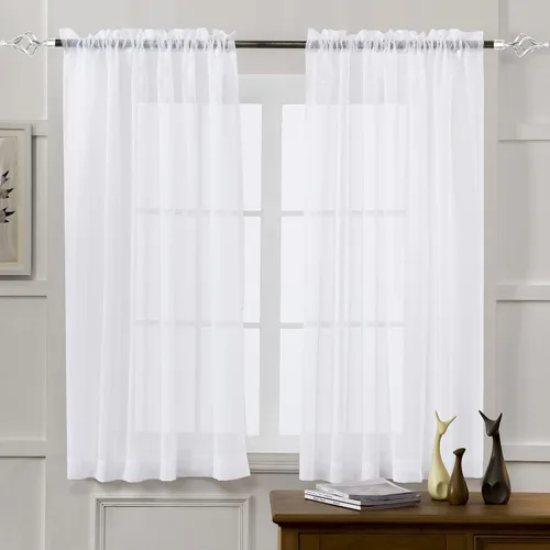 Vista 91 de MYSTIC-HOME Juego de cortinas de niveles transparentes blancas para cocina de 24 pulgadas de largo, tratamiento de cortinas para ventanas pequeñas