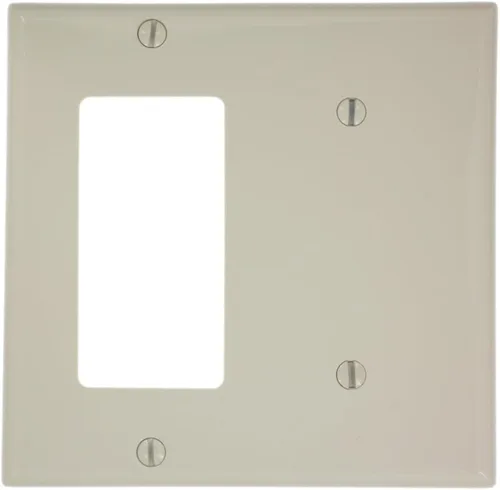 Vista 4 de Leviton Decora/ICFT - Placa de pared para combinación de dispositivos de 2 unidades, 1 blanco, tamaño estándar, 80708