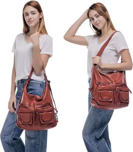 Vista 4 de LL LOPPOP Bolso cruzado grande convertible Hobo, mochila de hombro con múltiples bolsillos para mujer