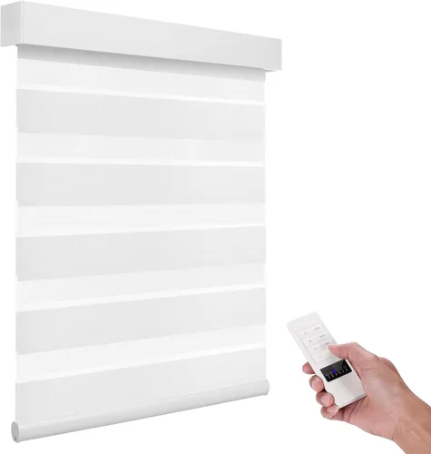 Vista 11 de ACMEART - Persianas motorizadas inteligentes de cebra con control remoto, persianas filtrantes de luz Beige