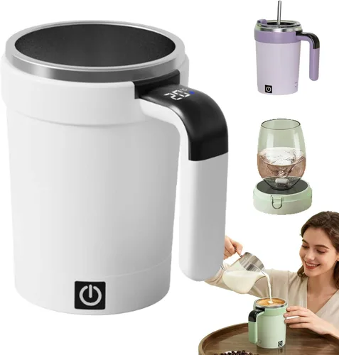 Vista 9 de Taza de agitación magnética automática – Recargable de acero inoxidable portátil para café, leche y chocolate caliente (negro)