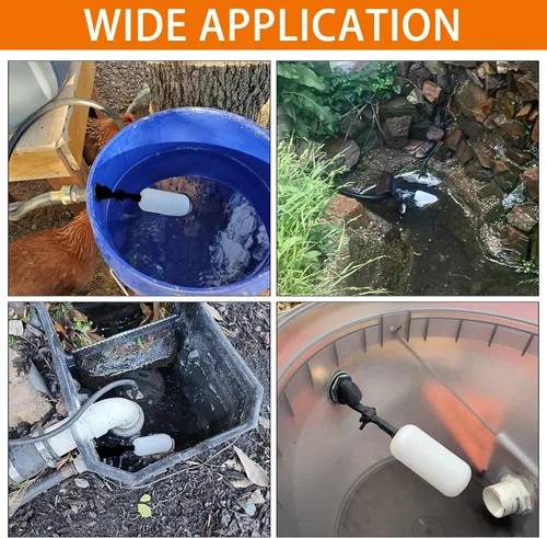 Vista 6 de Válvula de bola flotante de 1/2 pulgada, mini válvula de flotador de agua de plástico con brazo ajustable para control automático de nivel de agua