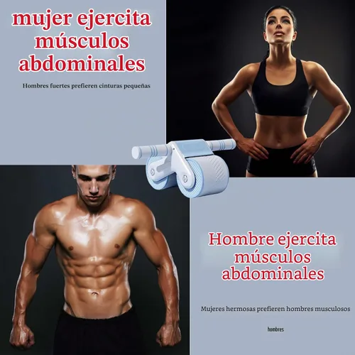 Vista 5 de RODILLO DE ABDOMINIO DE REBOTE AUTOMÁTICO: Rodillo abdominal de rebote automático para ejercicio con rodilleras, diseño de equilibrio de doble rueda