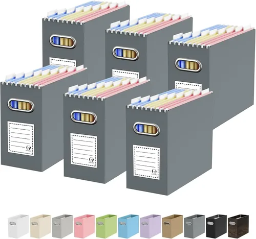 Vista 46 de Oterri Caja Organizadora de Archivos de Cartón para Carpetas Colgantes Tamaño Carta, Caja de Archivos para Escritorio de Computadora, Archivador
