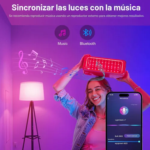 Vista 3 de FRIDEKO HOME Bombillas inteligentes – Bombilla LED regulable que cambia de color para el hogar, funciona con sincronización de música Bluetooth