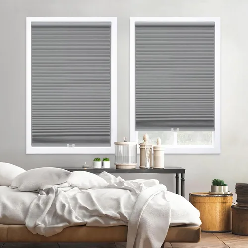 Vista 4 de DEZ FURNISHINGS Persiana opaca inalámbrica de 1.5 pulgadas, 20 pulgadas de ancho x 36 pulgadas de alto, gris ancla