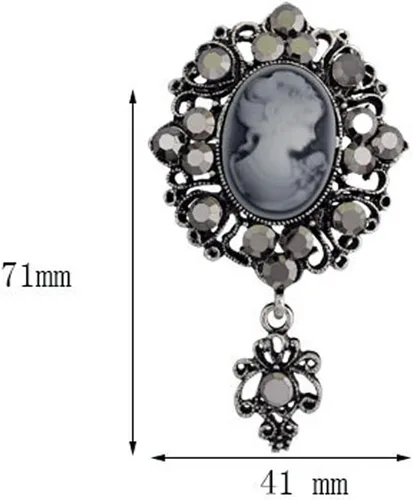 Vista 6 de Broche Cameo, broche de piedra victoriana, joyería antigua, broche de pin colgante de princesa de flores para mujer, oro cristal, plata AMX2Z002T0US