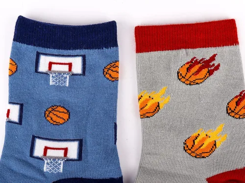 Vista 6 de Belloxis Calcetines deportivos divertidos de 5 piezas, diseño multideportivo (baloncesto, béisbol, fútbol, hockey), calcetines deportivos para niños