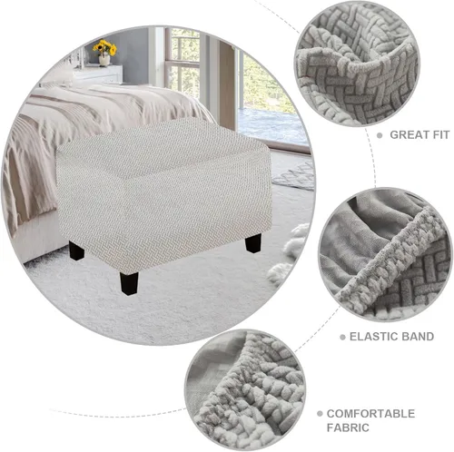 Vista 5 de Funda otomana de sofá resistente al desgaste, fundas otomanas rectangulares elásticas, funda para taburete de pies, fundas de taburete extraíbles