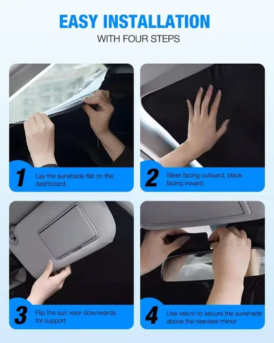 Vista 8 de Neverland Cubierta para parabrisas de automóvil, tela Oxford con revestimiento plateado de alta calidad, diseño plegable, protección UV para Honda