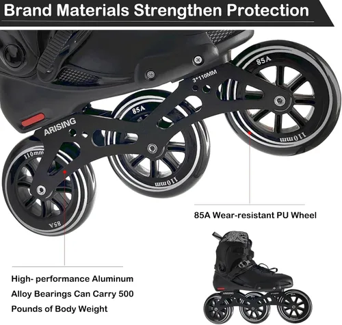 Vista 3 de Patines en línea para hombres y mujeres, Patines en línea para adultos, patines en línea profesionales, unisex, 3 ruedas de 4.331 in