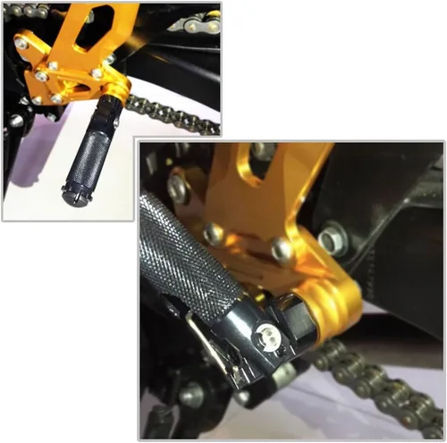 Vista 5 de 0.315 in Billet motocicleta plegable Rearsets reposapiés Estriberas Estriberas Pedal universal para YZF R1 R6 R125 R3 R25 MT07 MT-07 MT09 MT-09 FZ09