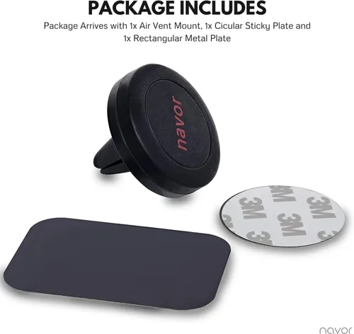 Vista 6 de Navor Soporte magnético universal para automóvil con ventilación de aire en color negro para iPhones y dispositivos Android