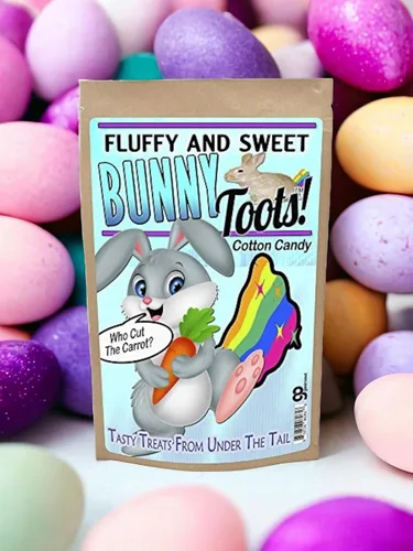 Vista 5 de Gears Out Bunny Toots - Caramelo de algodón divertido - Divertida cesta de Pascua - Relleno de calcetines - Bunny Toots - Algodón de azúcar