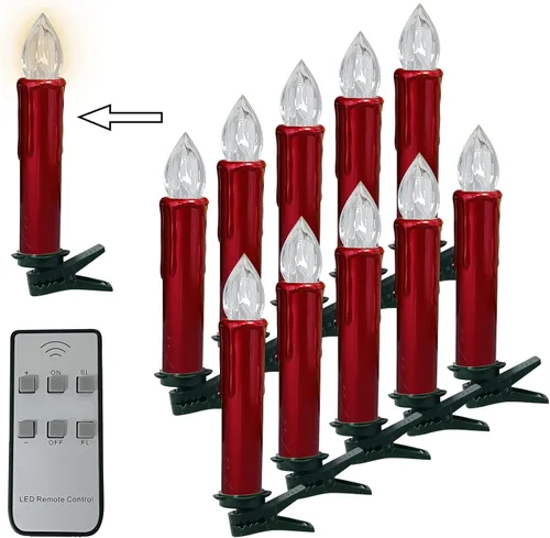 Vista 10 de Velas LED sin llama, 6 velas cónicas blancas con control remoto para decoración de bodas, 4 pulgadas
