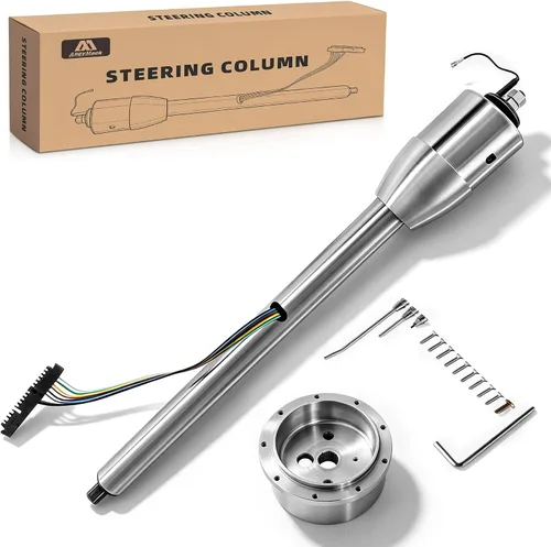 Vista 16 de Columna de Dirección Manual de Inclinación Cromada de 28'' con Adaptador de Rueda Sin Llave Hot Rod GM
