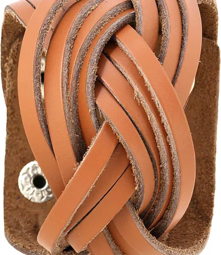 Vista 2 de Pulsera de piel indio café para hombrescapas Wrap pulsera de piel para hombre