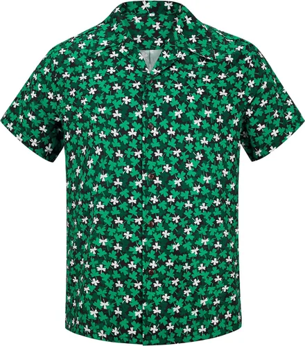 Vista 17 de American Trends Camisa hawaiana de manga corta con botones tropicales para Impresión de leopardo
