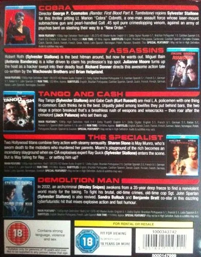 Vista 2 de Stallone Blu-ray Collection (Cobra Assassins Tango and Cash The Specialist Demolition Man)