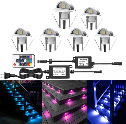 Vista 46 de Luz LED para escaleras, bajo voltaje, impermeable, IP65, para exteriores, 1-2/5 pulgadas, de madera empotrada, iluminación LED de terraza, patio