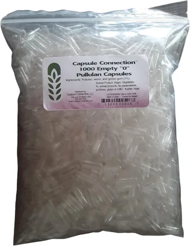 Vista 4 de Capsule Connection Unidas cápsulas vacías Pullulan, 0" tamaño, vegano y vegetariano (100)