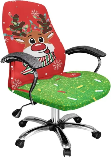 Vista 32 de Green Leaf - Fundas para sillas de oficina en casa, fundas elásticas para sillas de escritorio de computadora, respaldo alto, universales, fundas