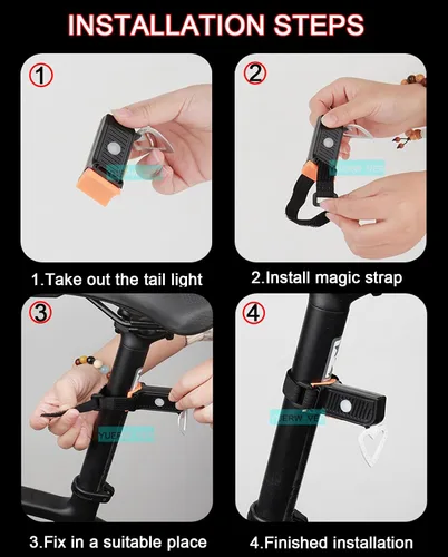 Vista 5 de Luz trasera LED recargable para bicicleta, luz trasera para montar de noche, ciclismo, parte trasera brillante, accesorios de bicicleta de montaña