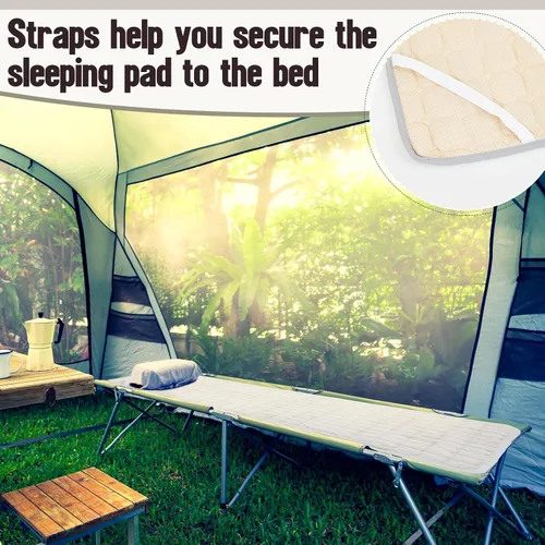 Vista 6 de Threehoney 2 Pack Cot Mattress Topper Pad Quilted Foam Camping Single Soft Portable Sleeping Topper with Storage Bag Waterproof Non-Slip Bottom for