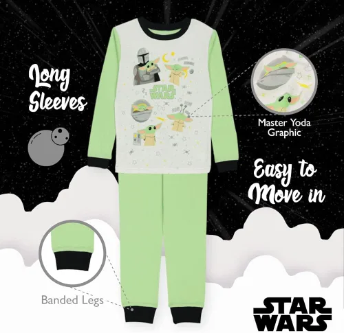 Vista 4 de Star Wars Boys The Mandalorian 4-Piece Snug-fit Cotton Pajama Set