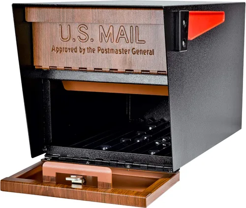 Vista 2 de Mail Boss Curbside, Wood Grain 7510 Mail Manager Buzón de seguridad con bloqueo, acero, negro