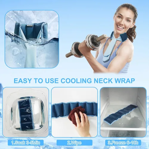 Vista 5 de Blobuste Envoltura de hielo con 7 paquetes de hielo, soporte de enfriamiento completo para cuello y hombros, almohadilla de terapia fría